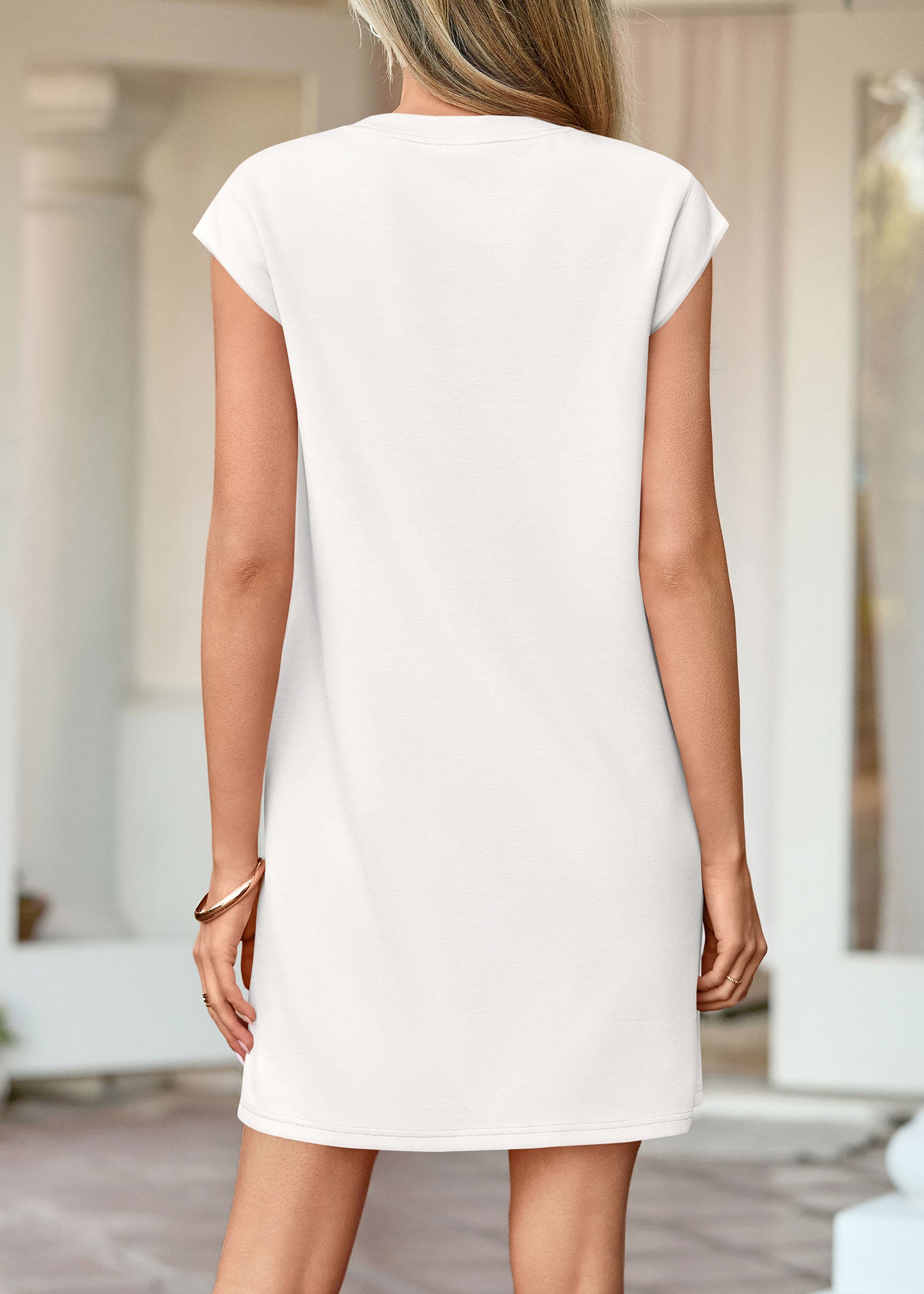 KIRUNDO Summer Mini Tshirt Dress 2026 Cap Sleeve Spring Dresses For Women Loose Casual Crewneck Sundress Beach With Pockets