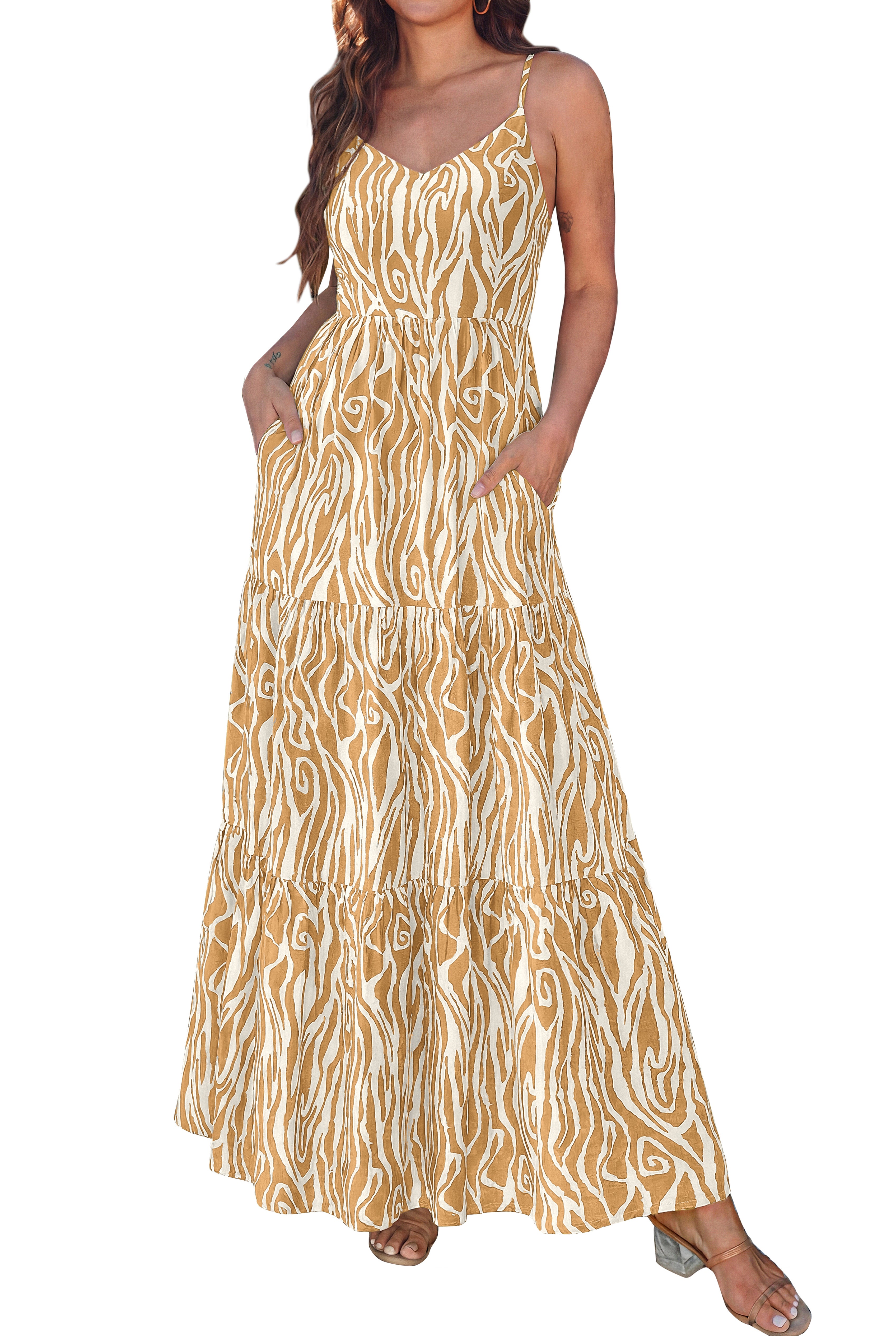 KIRUNDO Womens Summer Dresses Boho Floral Beach Maxi Sundress Wedding Guest Dress Vacation Outfits Flowy Cruise Resort Wear